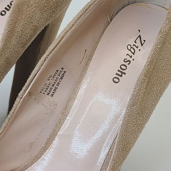Zigi Soho Kelis Beige Suede Peeptoe Platform Heels Sz 6.5 - Picture 9 of 16